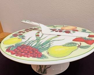 Vintage Royal Limited Porcelain Ladybug Footed Pedestal Cake Stand & Server.