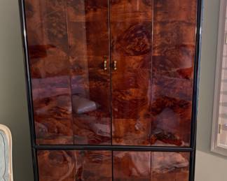 Vintage HENREDON BURL LACQUER wood and black Amrioe