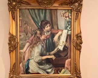 Replica painting  of Two Young Girls at the Piano (also known as Girls at the Piano) by the French Impressionist artist Pierre-Auguste Renoir.