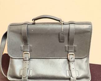vintage Coach Madison 5325 black leather briefcase.