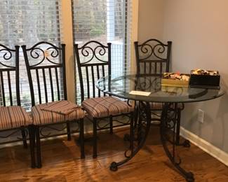 Practical Rod Iron &  Glass table and chairs!