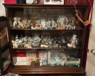 Glass door display case, nic nac's and collectables 