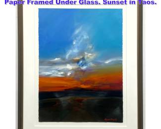 Lot 981 Dennis Haggerty Oil Painting on Paper Framed Under Glass. Sunset in Taos. 