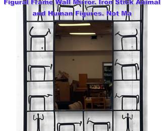 Lot 758 After FREDERICK WEINBERG Iron Figural Frame Wall Mirror. Iron Stick Animal and Human Figures. Not Ma