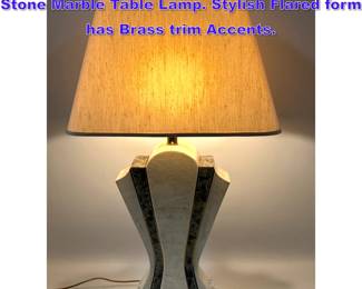 Lot 1039 Maitland Smith style Tesselated Stone Marble Table Lamp. Stylish Flared form has Brass trim Accents.