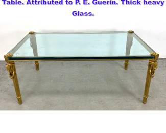 Lot 702 Louis XVI Style Gilt Bronze Coffee Table. Attributed to P. E. Guerin. Thick heavy Glass. 