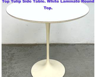Lot 823 KNOLL by EERO SAARINEN Marble Top Tulip Side Table. White Laminate Round Top. 
