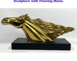 Lot 809 Art Deco Style Brass Horse Head Sculpture with Flowing Mane. 