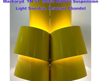 Lot 1049 60s Large HansAgne Jakobsson Markaryd TN 51 Metal Ribbon Suspension Light Sweden. Pendant Chandel