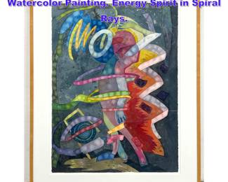 Lot 1070 R. Siemienski Smith Mixed Media Watercolor Painting. Energy Spirit in Spiral Rays. 