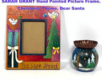 Lot 891 2pcs STICKS Giftware. STICKS by SARAH GRANT Hand Painted Picture Frame. Christmas Theme. Dear Santa 