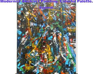 Lot 987 DENNIS SAKELSON Original Modernist Abstract Painting. Colorful Palette. Signed. 