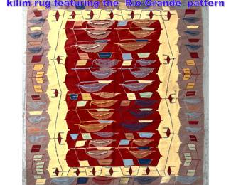 Lot 1043 5 7 X 7 10.5 Handmade flat weave kilim rug featuring the Rio Grande pattern