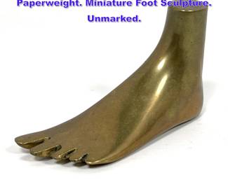 Lot 856 After CARL AUBOCK Bronze Foot Paperweight. Miniature Foot Sculpture. Unmarked. 
