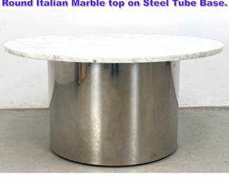 Lot 1058 Steel and Marble Coffee table. Round Italian Marble top on Steel Tube Base. 