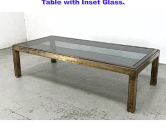 Lot 1022 Heavy Patina Finish Steel Coffee Table with Inset Glass. 