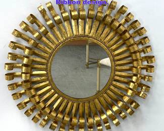 Lot 1097 Decorative Gilt Metal Wall Mirror. Ribbon design. 