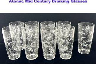 Lot 1324 Set 9 pcs 50s Vintage Space Age Atomic Mid Century Drinking Glasses 