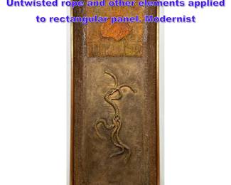 Lot 956 FREEMAN Mixed Media Art. Untwisted rope and other elements applied to rectangular panel. Modernist
