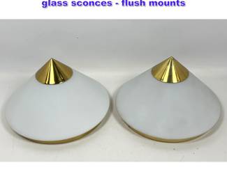Lot 1056 Pair Limburg cone and brass cased glass sconces flush mounts