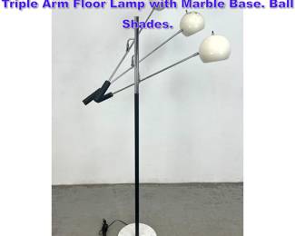 Lot 1038 Vintage Mod Mid Century Modern Triple Arm Floor Lamp with Marble Base. Ball Shades. 