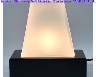 Lot 916 Ettore Sottsass Dorane Small Tale lamp. Murano Art Glass. Christies 1988 label. 