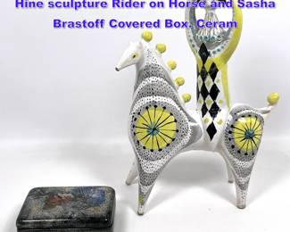 Lot 917 2pcs Porcelain Pottery. Margaret Hine sculpture Rider on Horse and Sasha Brastoff Covered Box. Ceram