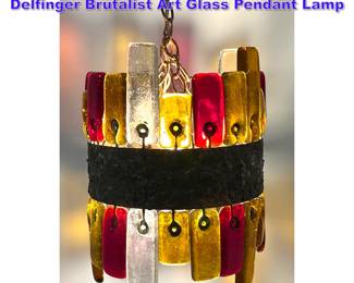 Lot 881 70s Mid Century Feders Felipe Delfinger Brutalist Art Glass Pendant Lamp 