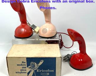 Lot 1057 3 Vintage Mid Century Swedish Design Cobra Ericofons with an original box. Phones. 