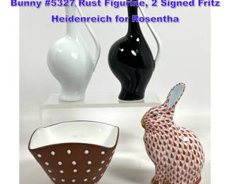 Lot 1295 4pcs Signed Herend Sitting Rabbit Bunny 5327 Rust Figurine, 2 Signed Fritz Heidenreich for Rosentha