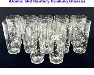 Lot 1319 Set 12 pcs 50s Vintage Space Age Atomic Mid Century Drinking Glasses 
