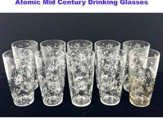 Lot 1321 Set 10 pcs 50s Vintage Space Age Atomic Mid Century Drinking Glasses 