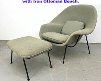 Lot 1092 Eero Saarinen design Womb chair with Iron Ottoman Bench. 