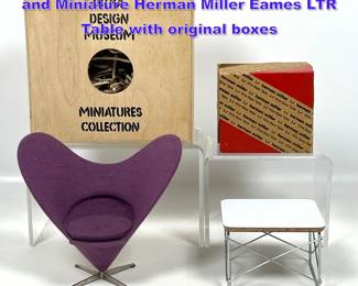 Lot 815 Vitra Miniature Panton Heart Chair and Miniature Herman Miller Eames LTR Table with original boxes 