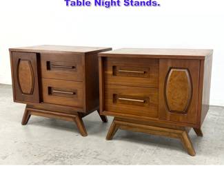Lot 1192 Pair American Modern Walnut Side Table Night Stands. 