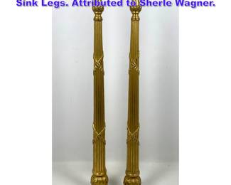 Lot 751 Pair Gilt Bronze Neoclassical style Sink Legs. Attributed to Sherle Wagner.