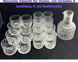 Lot 1336 17pc glassware by Lella and Massimo Vignelli for Venini, set includes 8 tumblers, 8 old fashioneds, 
