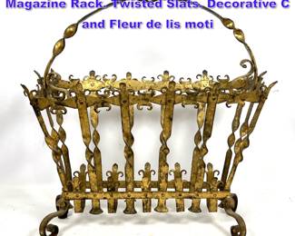 Lot 1183 Highly Decorative Gilt Wrought Iron Magazine Rack. Twisted Slats. Decorative C and Fleur de lis moti