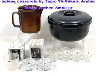 Lot 1331 8pc lot. Arabia Koski covered baking casserole by Tapio YliViikari. Arabia Ruska pitcher. Small iit