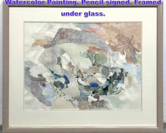 Lot 992 Carolyn G. Howard Abstract Watercolor Painting. Pencil signed. Framed under glass. 