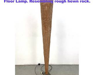 Lot 1062 Vintage fiberglass Deco Conical Floor Lamp. Resembling rough hewn rock. 