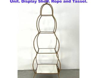 Lot 893 Italian Style Gilt Iron Etagere Shelf Unit. Display Shelf. Rope and Tassel. 
