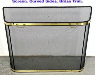 Lot 1116 Modernist Wire Screen Fireplace Screen. Curved Sides. Brass Trim. 