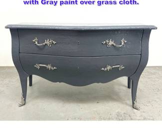 Lot 1260 French Style Commode Dresser with Gray paint over grass cloth. 
