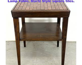 Lot 887 Mid Century Ceramic Tile Top Side Lamp Table. Martz Style square tiles. 