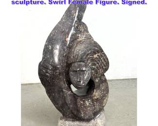 Lot 872 Large C. Mushinga carved stone sculpture. Swirl Female Figure. Signed.