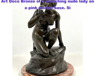 Lot 818 Vintage Austrian Rudolph Kuechler Art Deco Bronze of a crouching nude lady on a pink marble base. Si