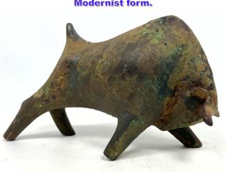 Lot 806 Small Iron Bull sculpture. Modernist form. 