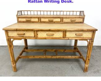 Lot 1129 Plantation Style Bamboo and Rattan Writing Desk. 