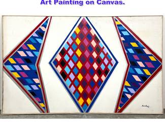 Lot 1271 Large Dawn Kenzer Abstract Op Art Painting on Canvas. 